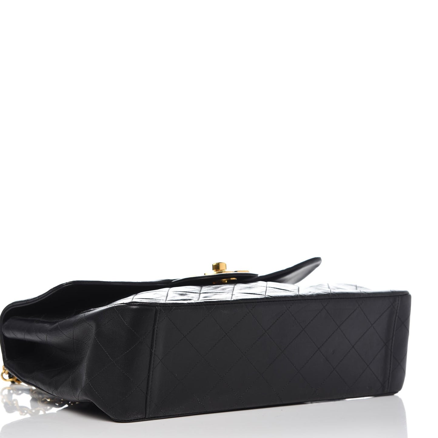 Lambskin Quilted XL Jumbo Single Flap Black