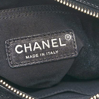 Chanel Calfskin Wool Embroidered Paris Hamburg Medium Gabrielle Hobo Dark Navy Blue 6 of 11