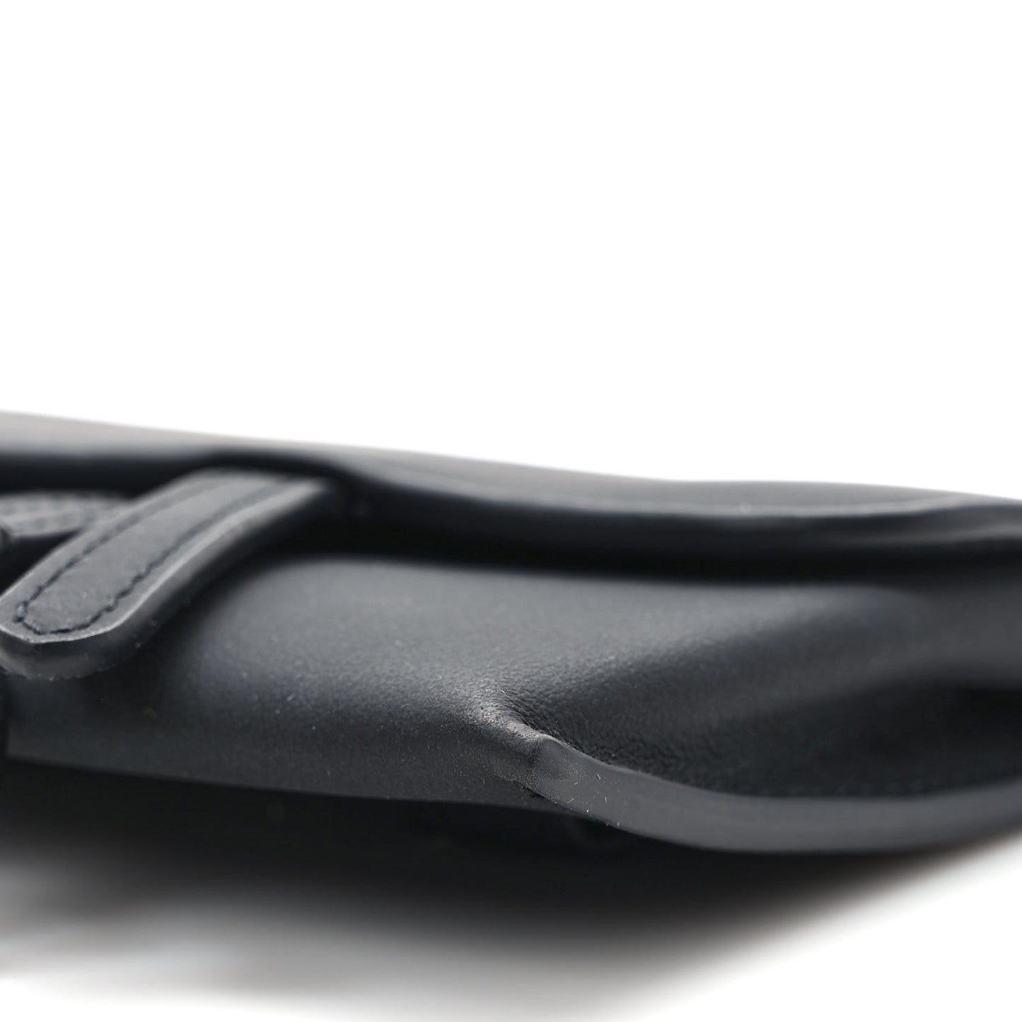 Ultra Matte Calfskin Nano Saddle Chain Pouch Black