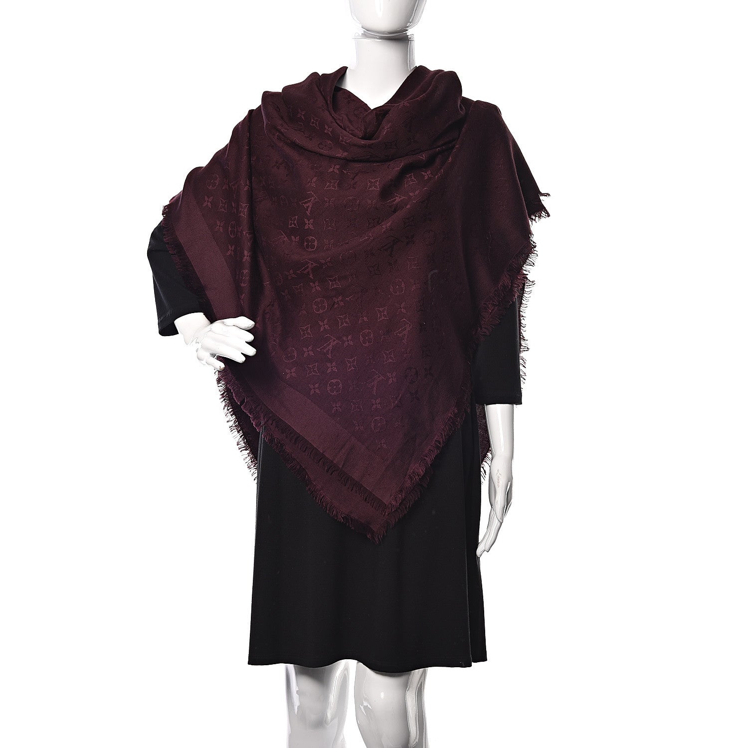 Louis Vuitton Wool Silk Monogram Shawl Amarante 2 of 7