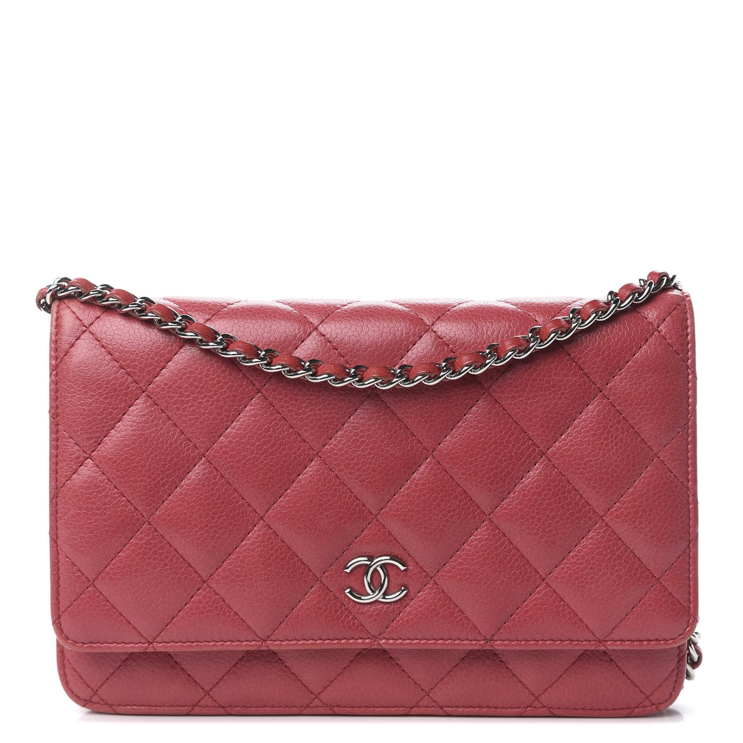 Caviar Quilted Wallet on Chain WOC Red