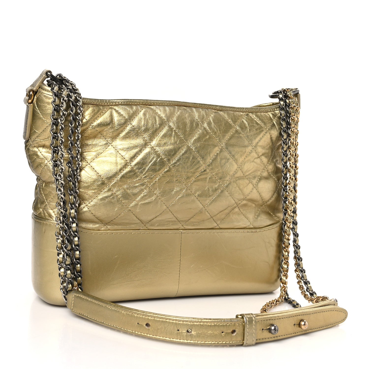 Chanel Metallic Aged Calfskin Quilted Medium Gabrielle Gold 3 of 9