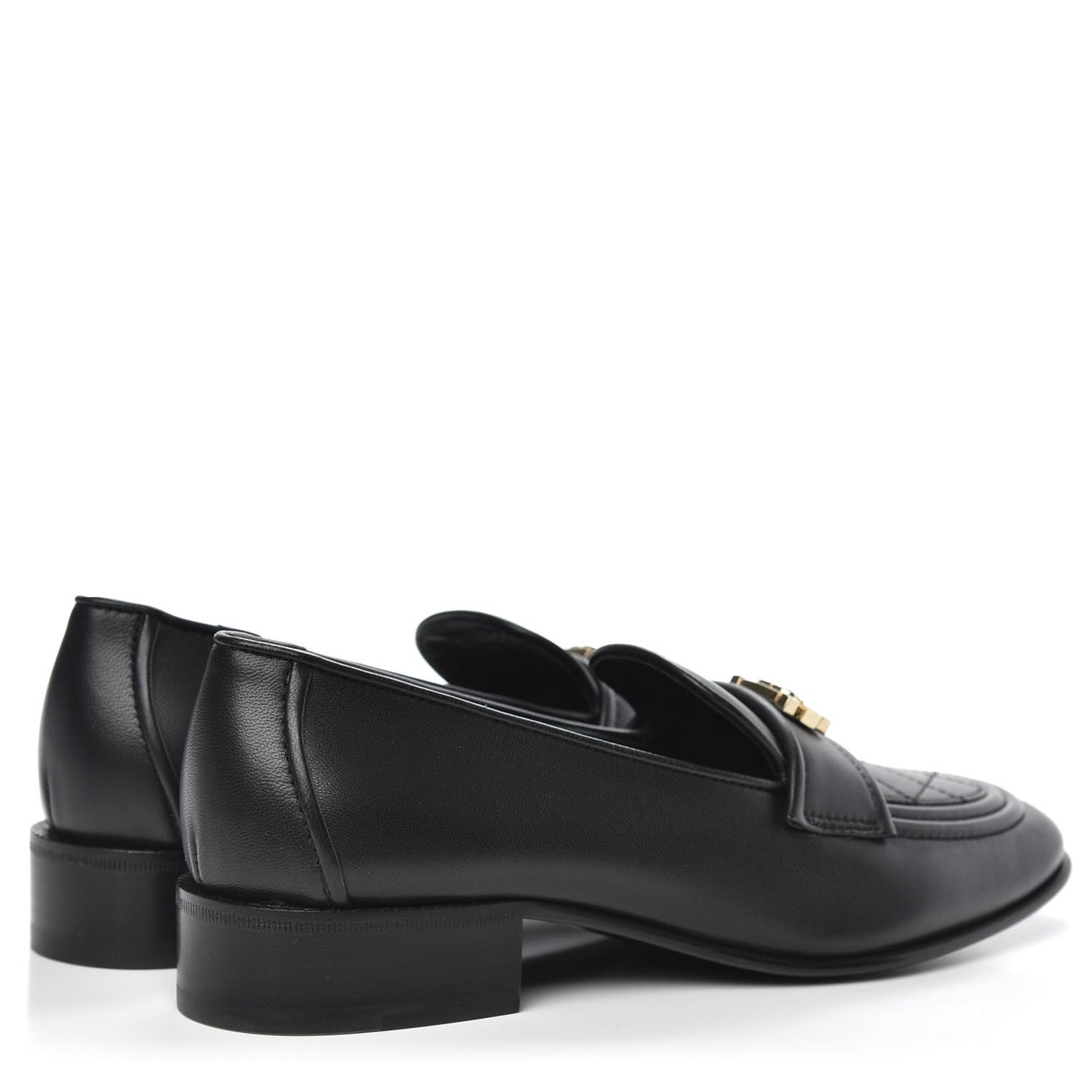 Lambskin Quilted Womens CC Loafers 38 Black