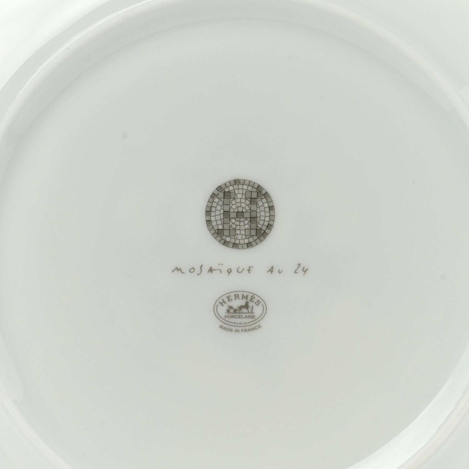Hermes Porcelain Mosaique au 24 Platine Dessert Plate 8.3 6 of 7