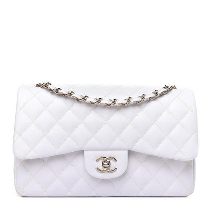 Chanel Caviar Quilted Jumbo Double Flap White 1 of 10