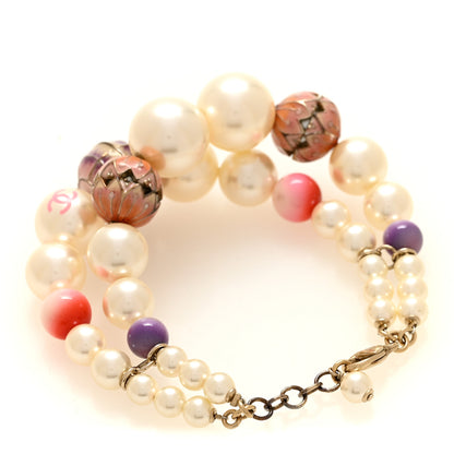 Chanel Graduated Pearl Enamel Bead CC Korean Garden Bracelet Pink Multicolor 3 of 4