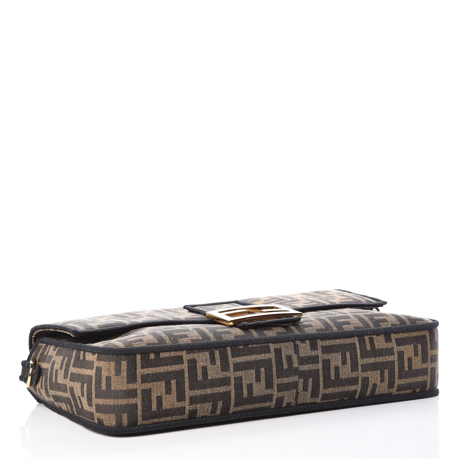Fendi Fabric Jacquard FF 1974 Large Baguette Tobacco Moro Black 5 of 9