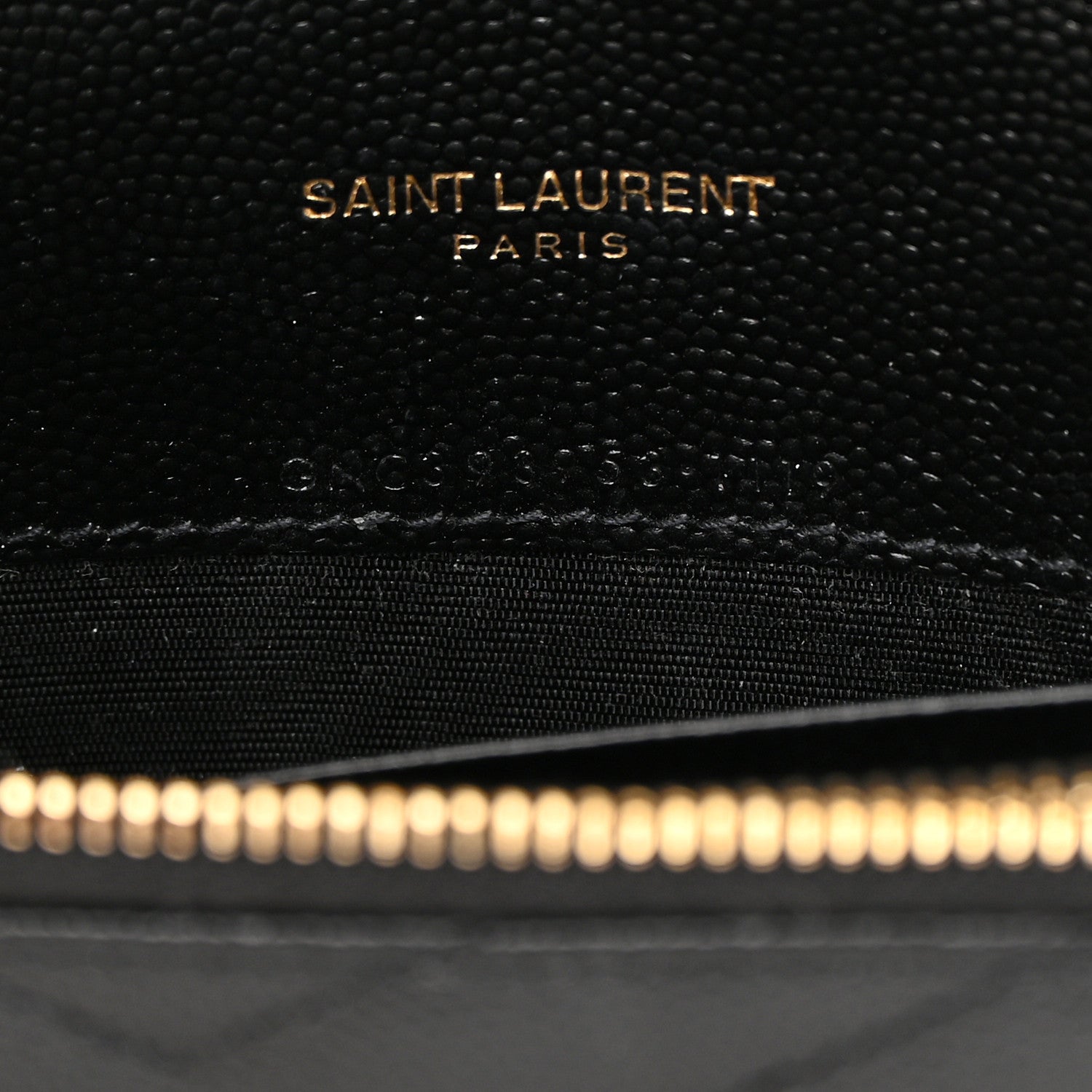 Saint Laurent Grain De Poudre Matelasse Chevron Monogram Envelope Chain Wallet Black 7 of 13