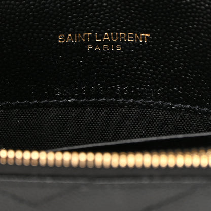 Saint Laurent Grain De Poudre Matelasse Chevron Monogram Envelope Chain Wallet Black 7 of 13