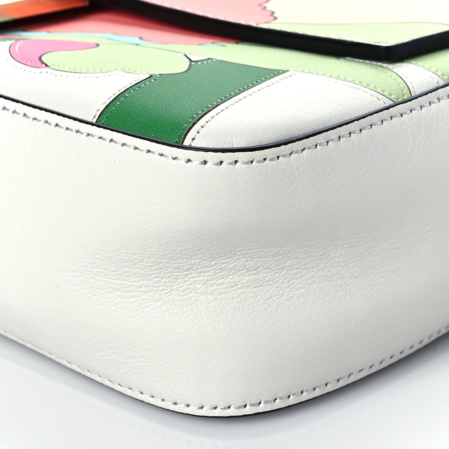 Vitello Seta Daisy Inlay Baguette White Ice Multicolor