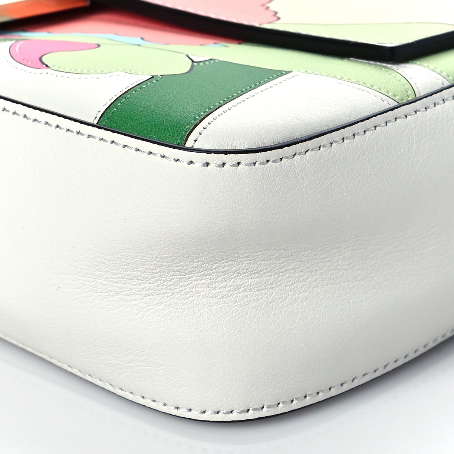 Fendi Vitello Seta Daisy Inlay Baguette White Ice Multicolor 11 of 11