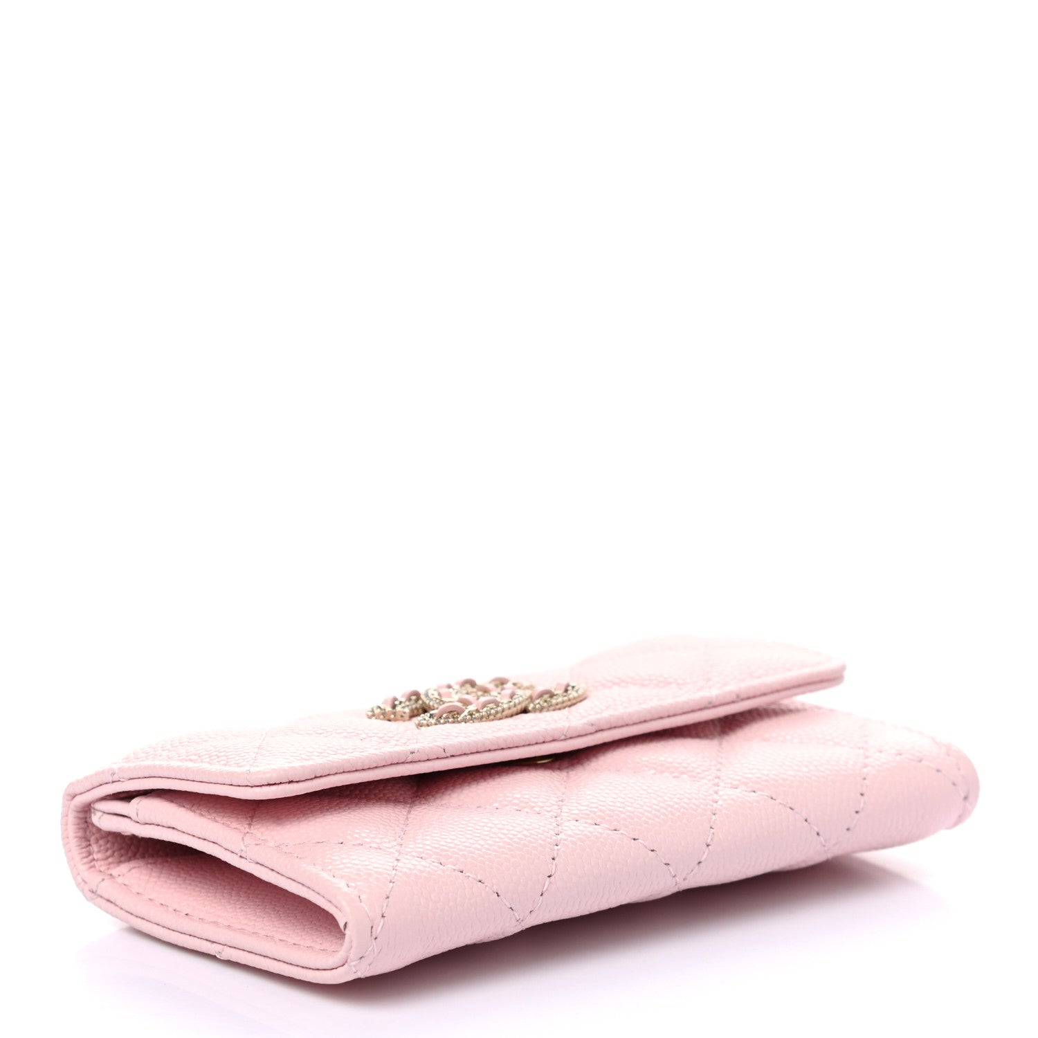 Chanel Caviar Quilted Crystal CC Flap Card Holder Pink 4 of 9