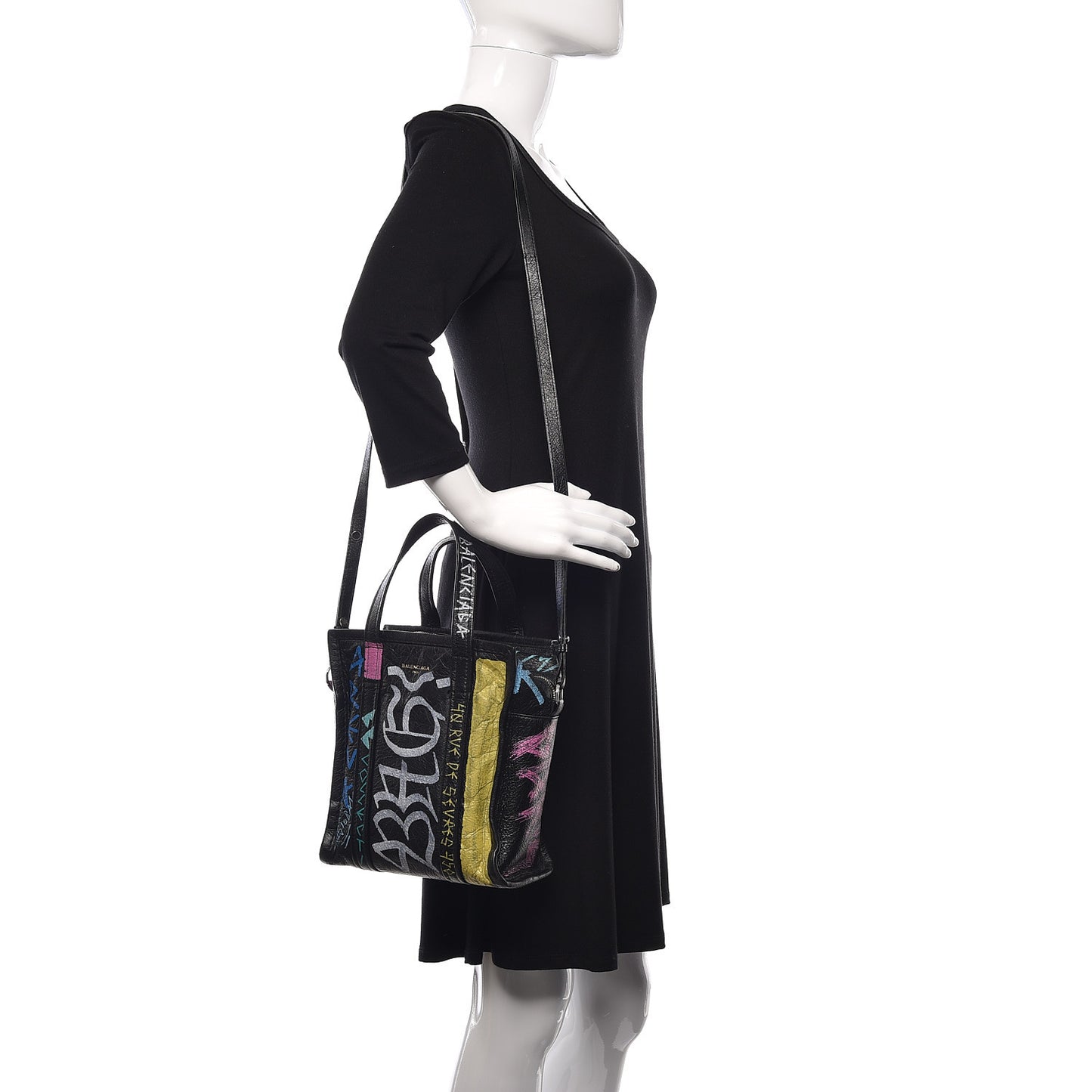 Agneau Arena Graffiti All Over XS Bazar Shopper Tote Black Multicolor