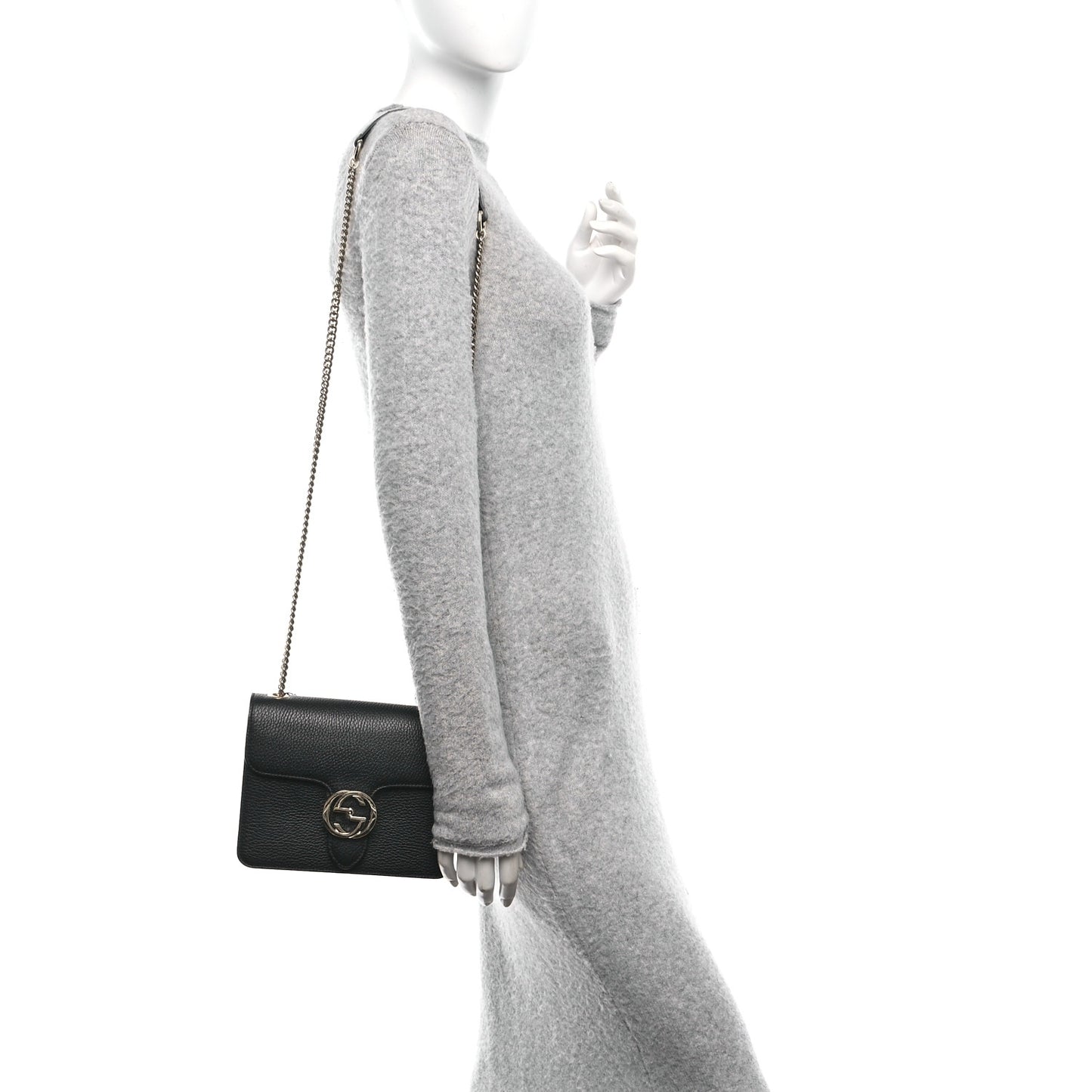 Dollar Calfskin Small Interlocking G Shoulder Bag Black