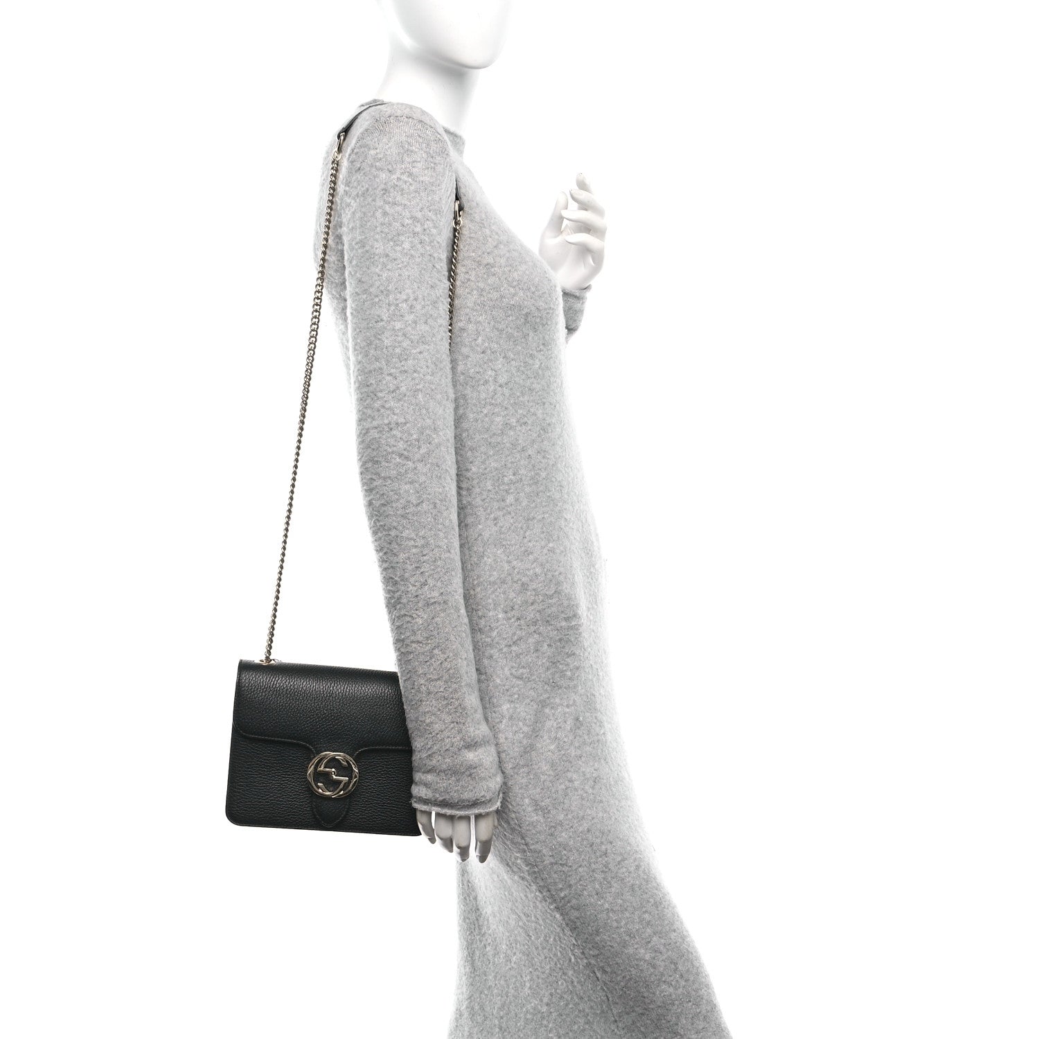 Gucci Dollar Calfskin Small Interlocking G Shoulder Bag Black 2 of 10