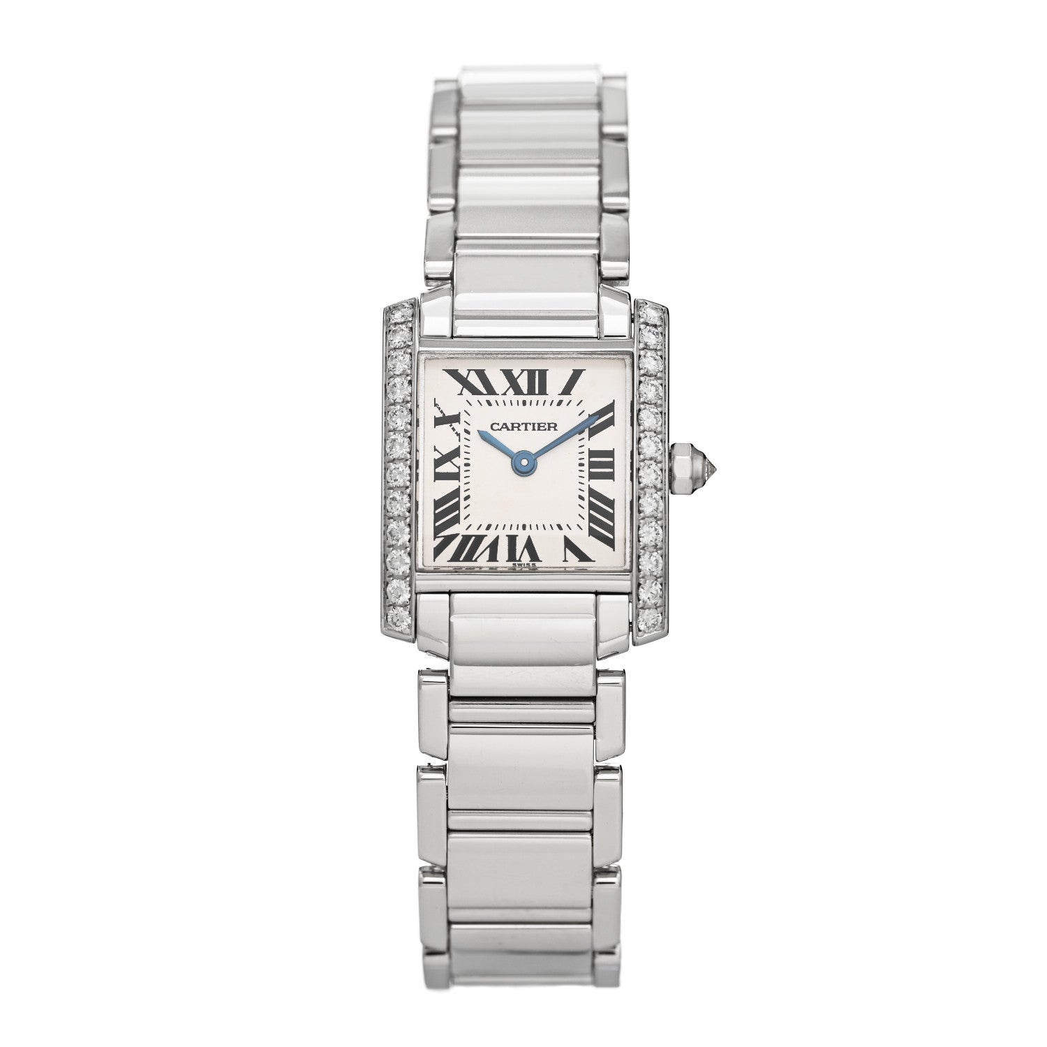 Cartier 18K White Gold Diamond Bezel 20mm Tank Francaise Quartz Watch 1 of 4