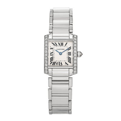 Cartier 18K White Gold Diamond Bezel 20mm Tank Francaise Quartz Watch 1 of 4