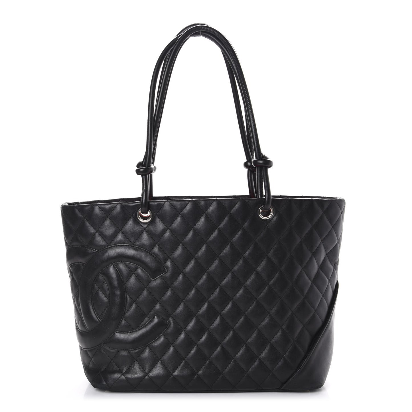 Calfskin Quilted Large Cambon Tote Black
