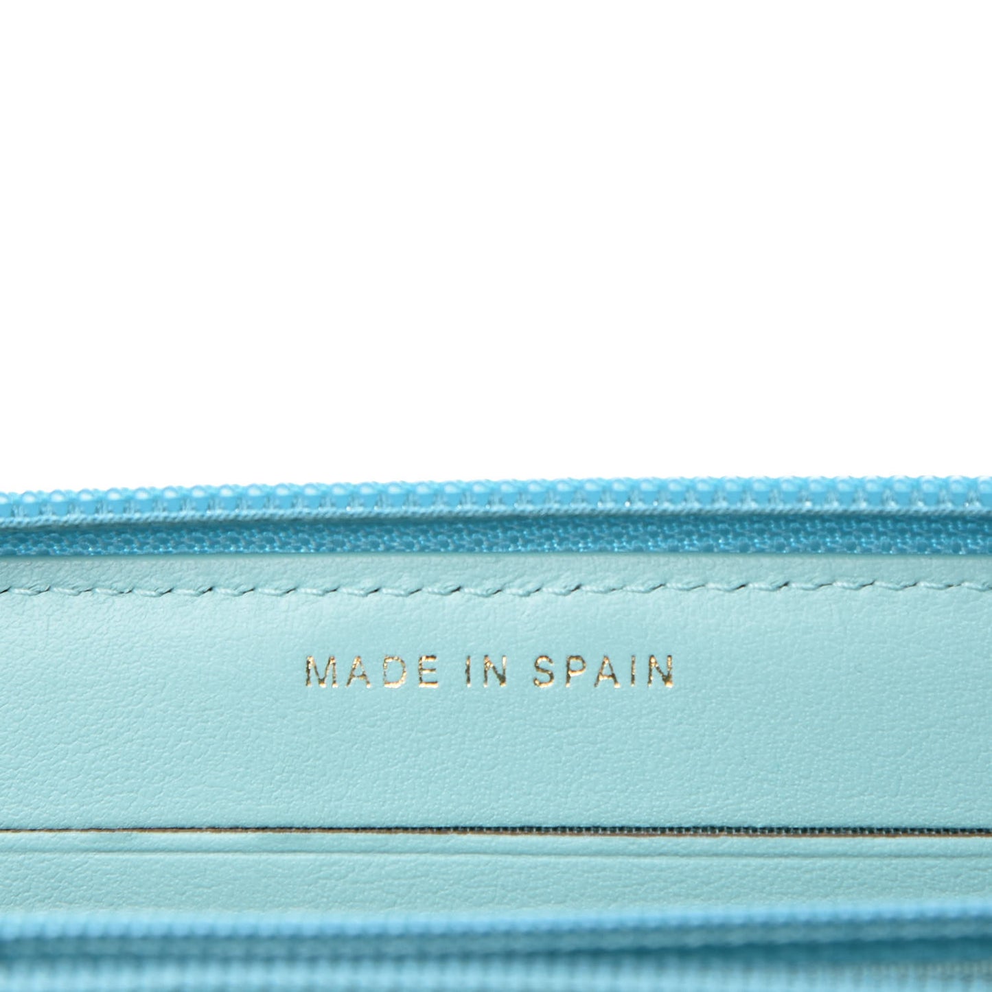 Caviar Quilted Small Boy Zip Around Wallet Light Blue