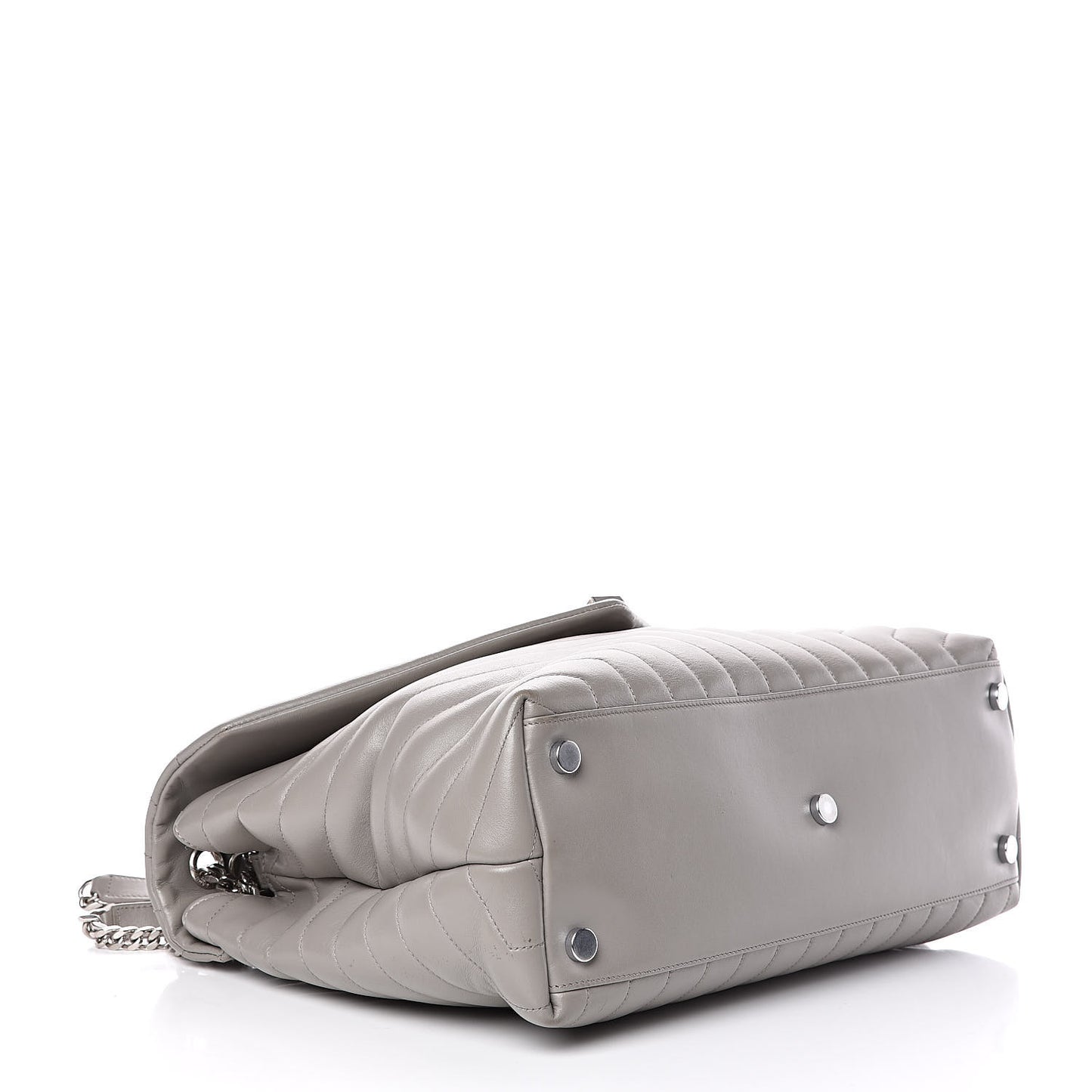 Calfskin Y Quilted Monogram Large Loulou Chain Satchel Light Grey