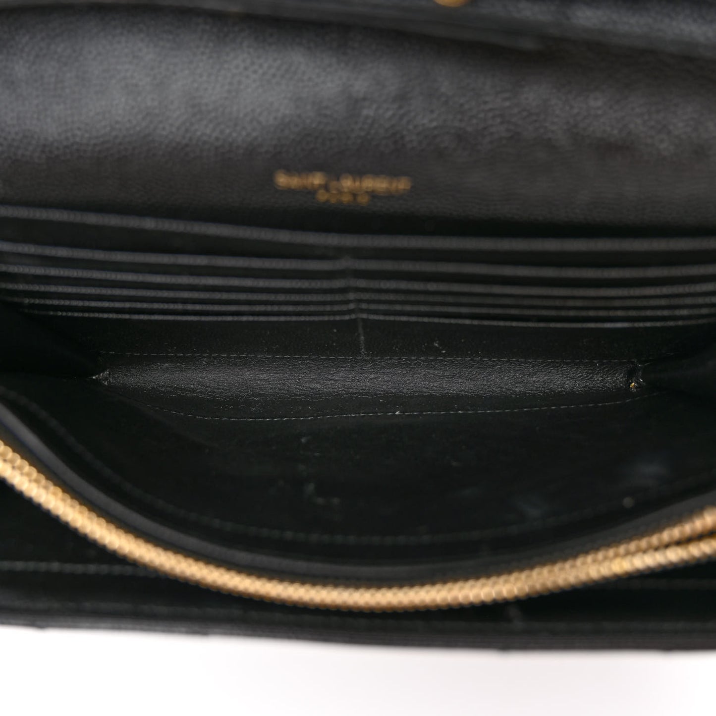 Grain De Poudre Matelasse Chevron Monogram Chain Wallet Black