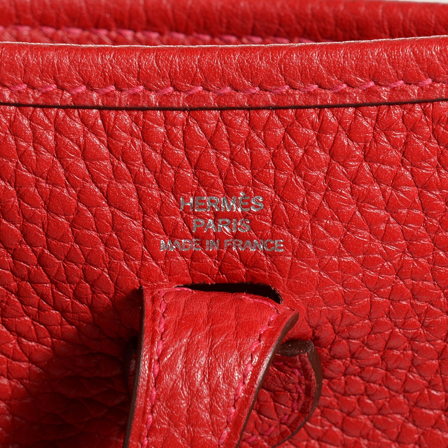 Hermes Taurillon Clemence Evelyne TPM Rouge Casaque Crevette 7 of 16