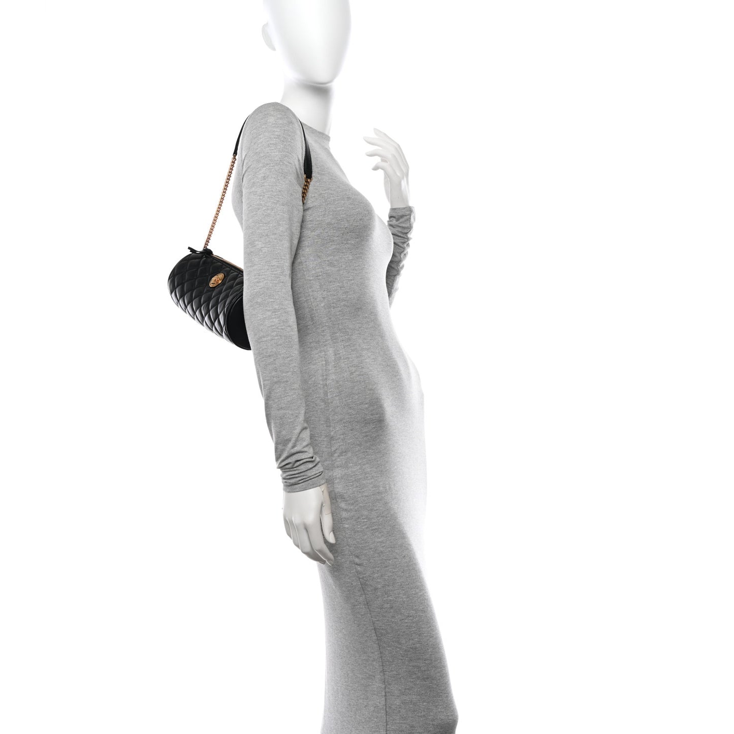 Nappa Quilted Medusa Shoulder Bag Black