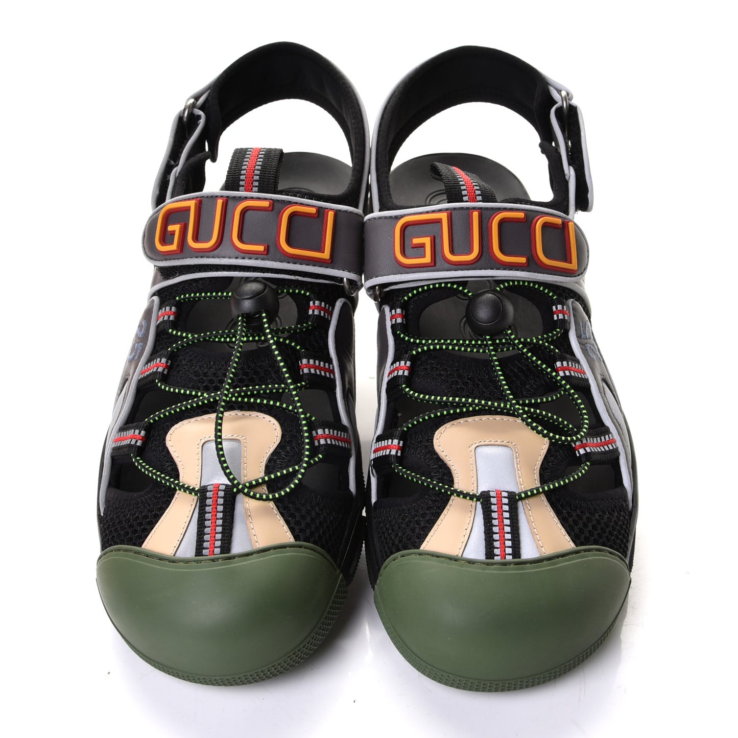 Mesh Fabric Mens Tinsel Sport Sandals 10 Black Silver Green