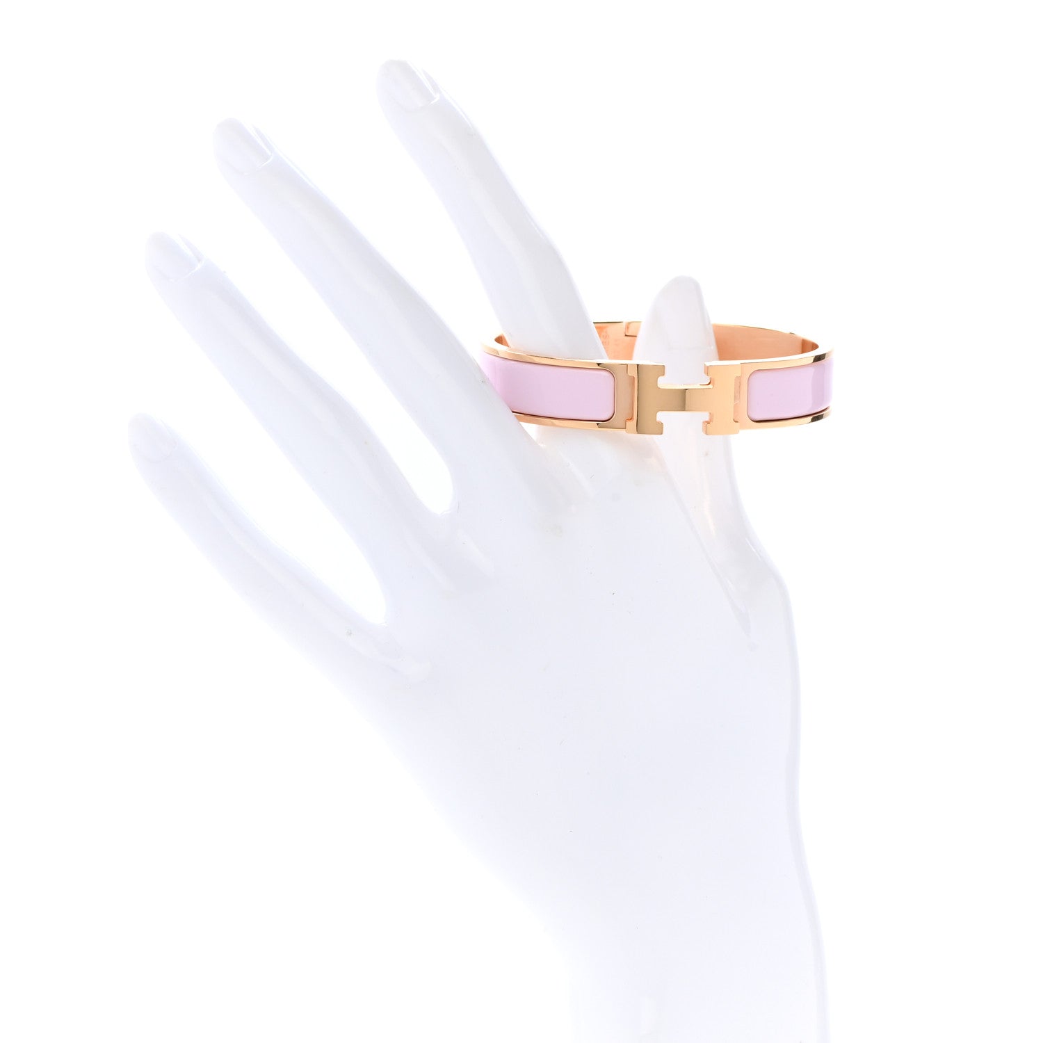 Hermes Enamel Narrow Clic Clac H Bracelet PM Rose Dragee 2 of 6