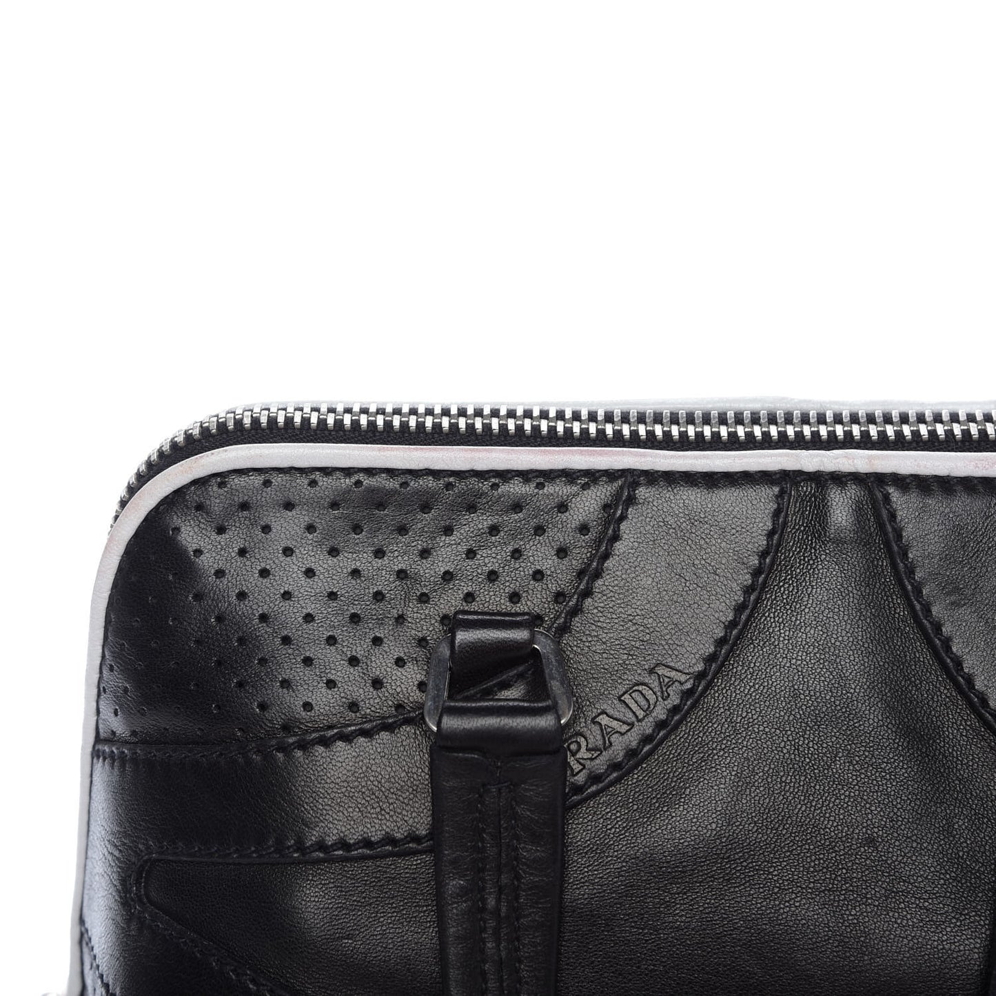 Vitello Drive Perforated Shoulder Bag Black