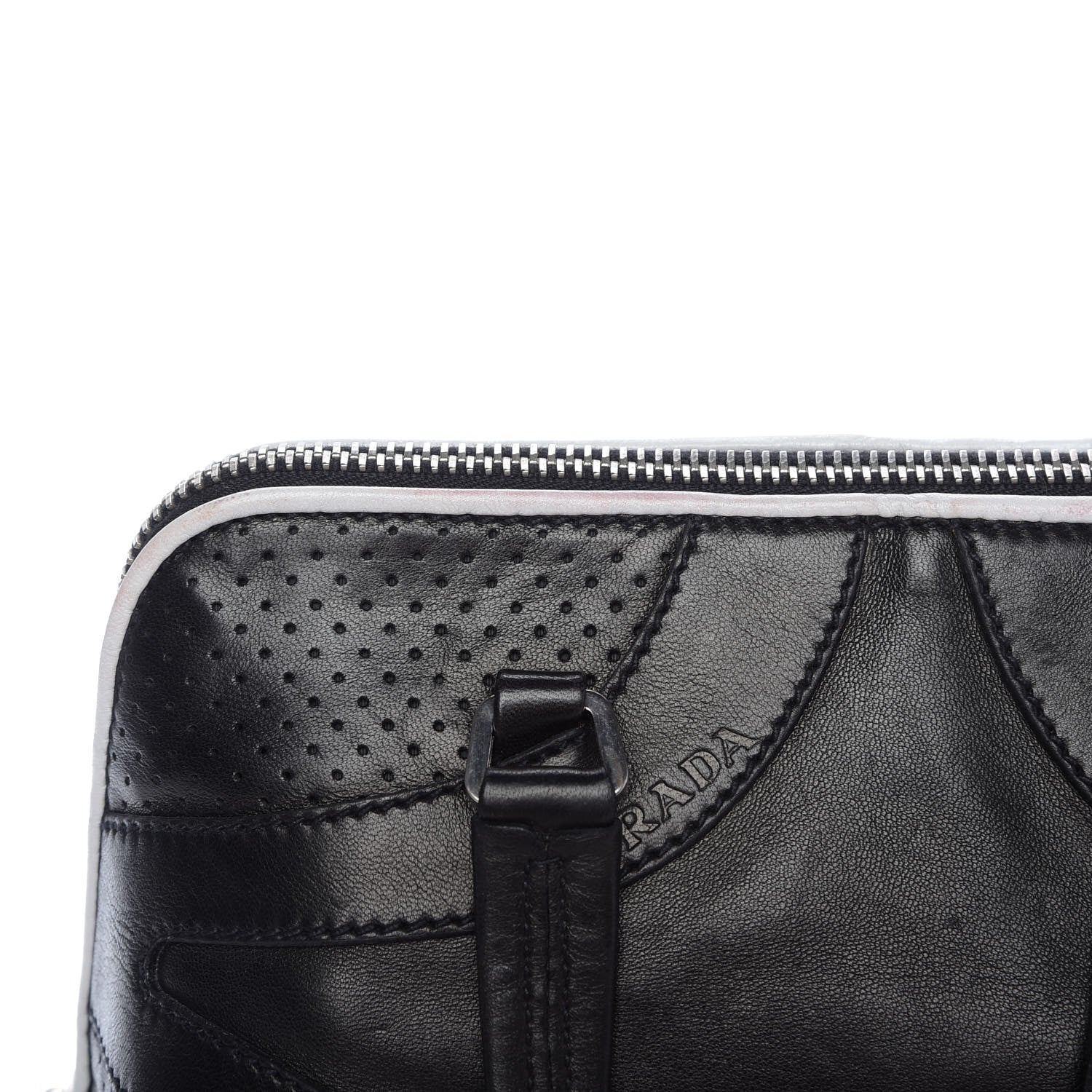 Prada Vitello Drive Perforated Shoulder Bag Black 12 of 14