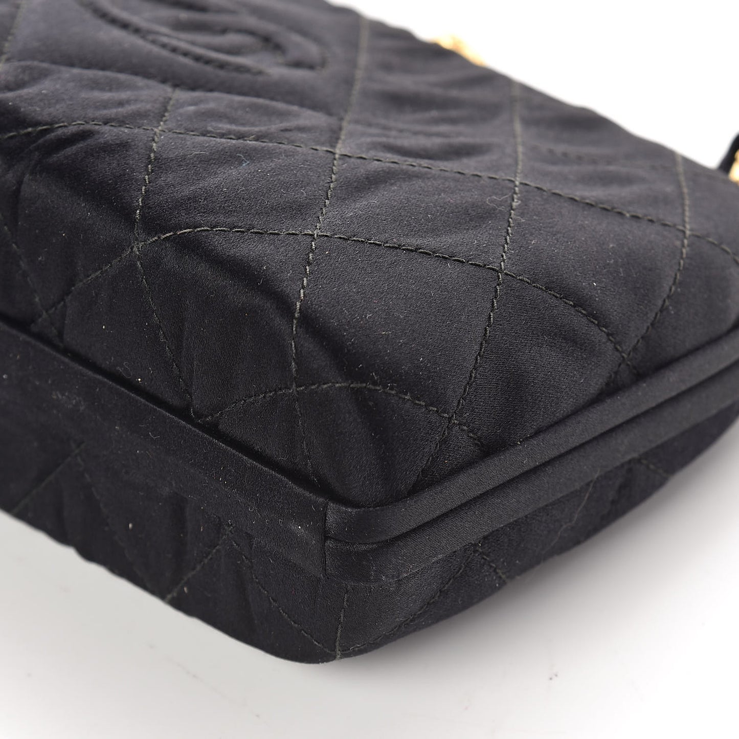 Satin Quilted Clutch Black