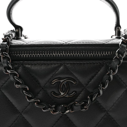 Chanel Lambskin Quilted Small Top Handle Vanity Case With Chain So Black 8 of 11