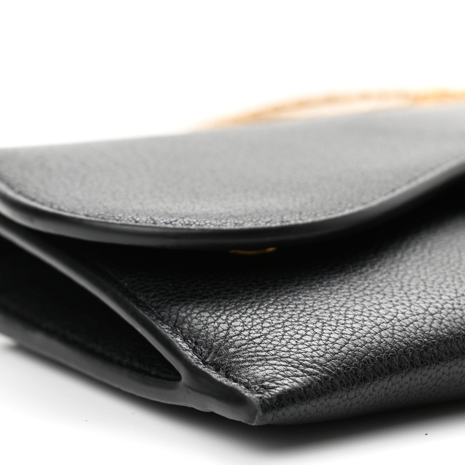 Christian Dior Grained Calfskin Saddle Chain Wallet Pouch Black 10 of 12