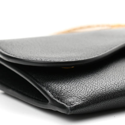 Christian Dior Grained Calfskin Saddle Chain Wallet Pouch Black 10 of 12