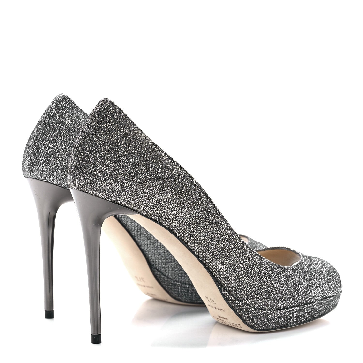 Jimmy Choo Glitter Luna 100 Peep Toe Pumps 37.5 Anthracite 4 of 7