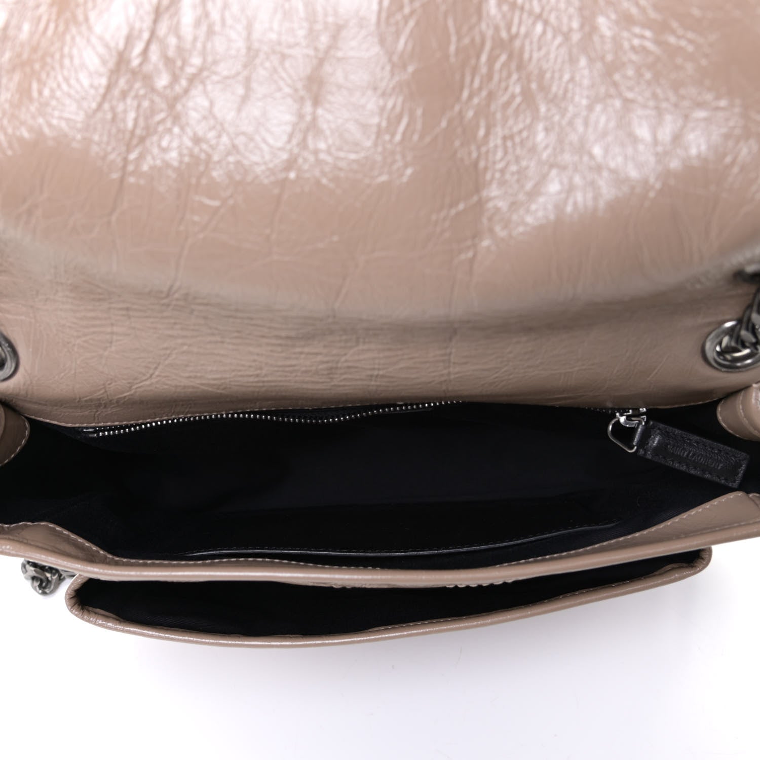 Saint Laurent Crinkled Calfskin Matelasse Monogram Medium Niki Chain Satchel Light Taupe 4 of 4