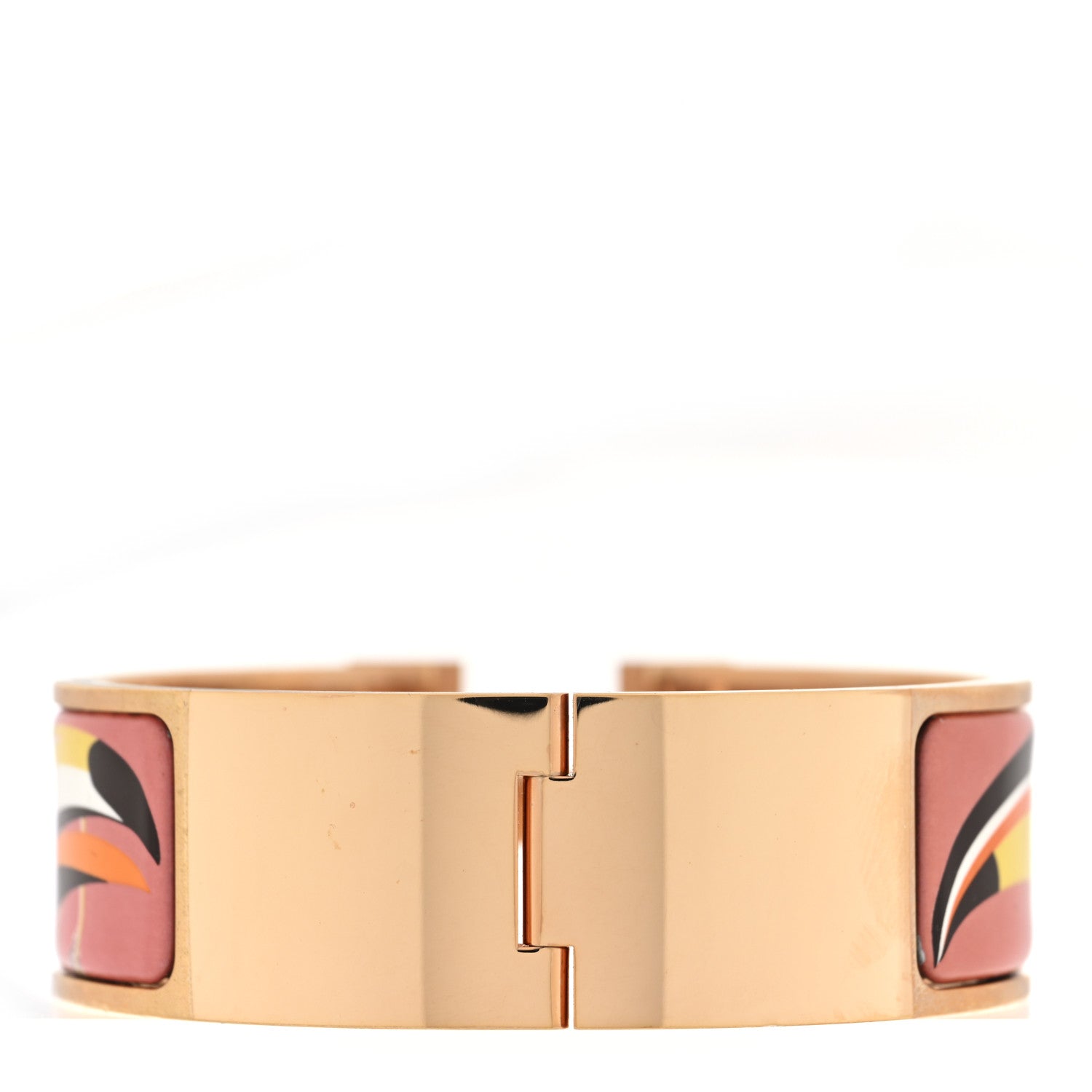 Hermes Enamel Printed Wide Toucans De Paradis Clic Clac H Bracelet PM Terre Orange 3 of 4