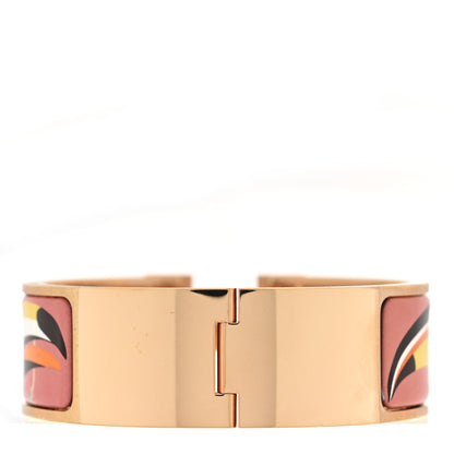 Hermes Enamel Printed Wide Toucans De Paradis Clic Clac H Bracelet PM Terre Orange 3 of 4