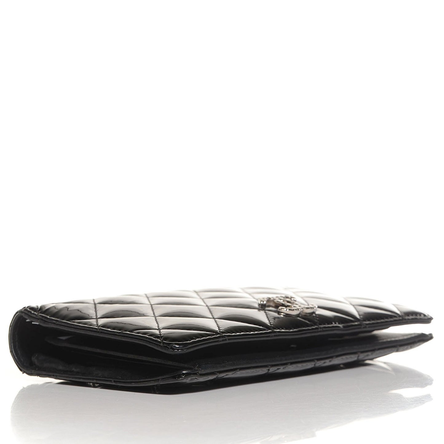 Patent Quilted Brilliant Yen Wallet Black