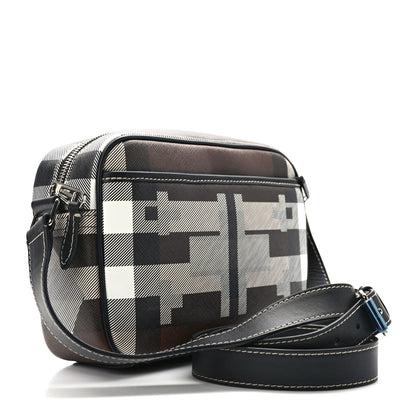 Burberry E-Canvas Calfskin Geometric Check Paddy Messenger Dark Birch Brown White 3 of 11