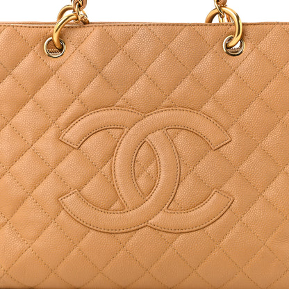 Chanel Caviar Quilted Grand Shopping Tote GST Dark Beige 9 of 14