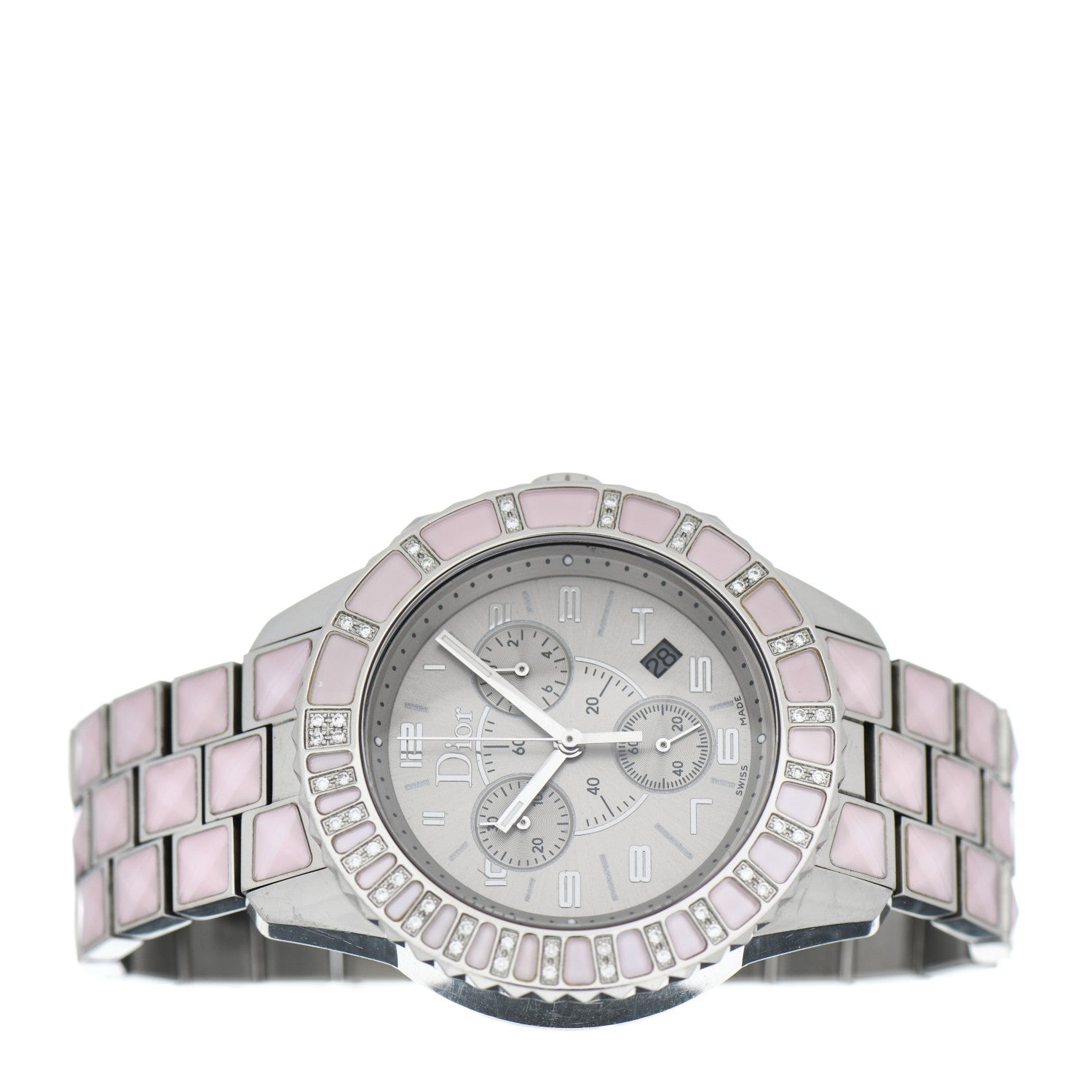 Christian Dior Stainless Steel Diamond Sapphire 38mm Christal Chronograph Quartz Watch Pink 2 of 4