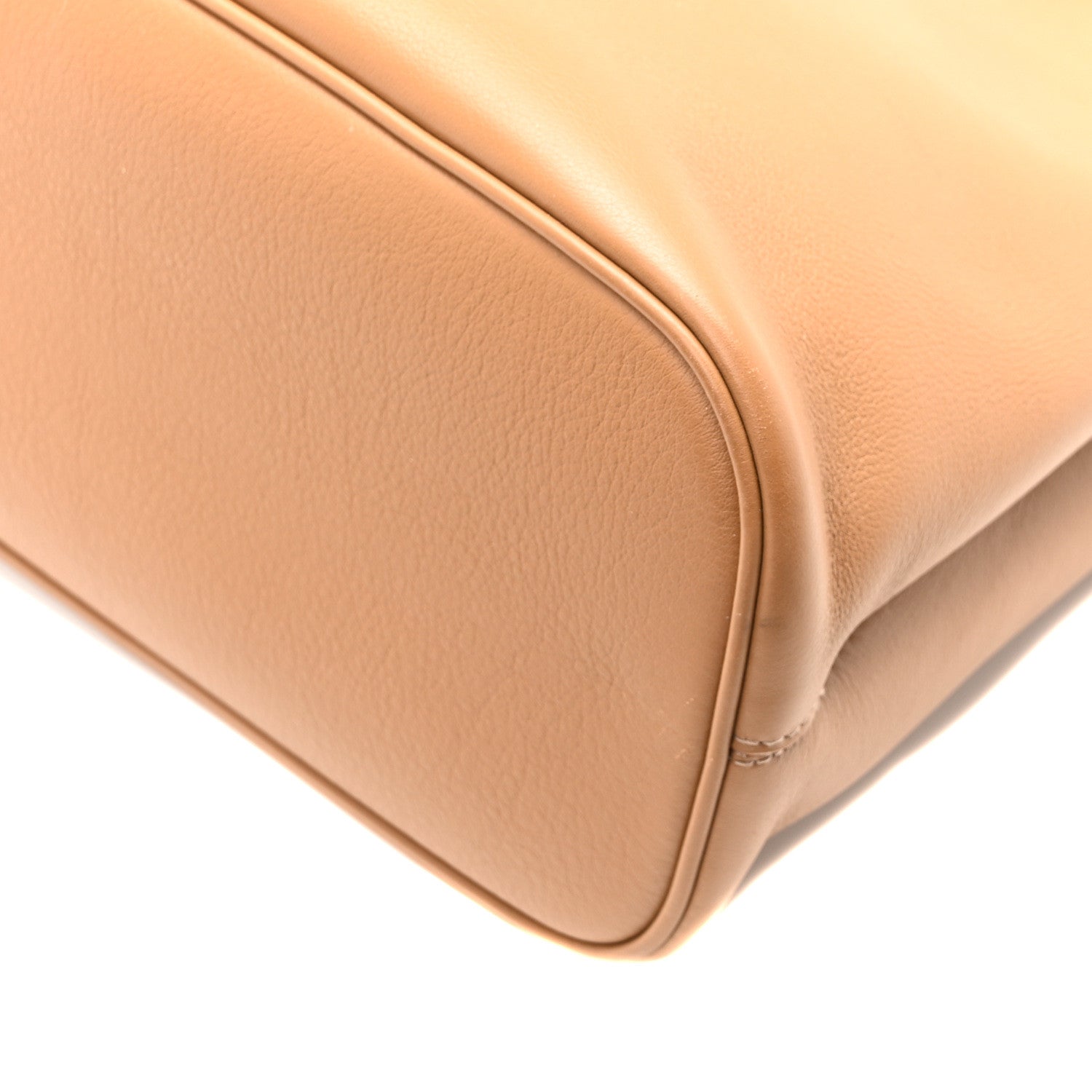 Prada Soft Grain Calfskin Medium Double Belt Tote Caramel 9 of 9