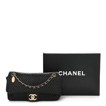 Chanel Calfskin Chevron Quilted Medium Surpique Flap Black 12 of 12
