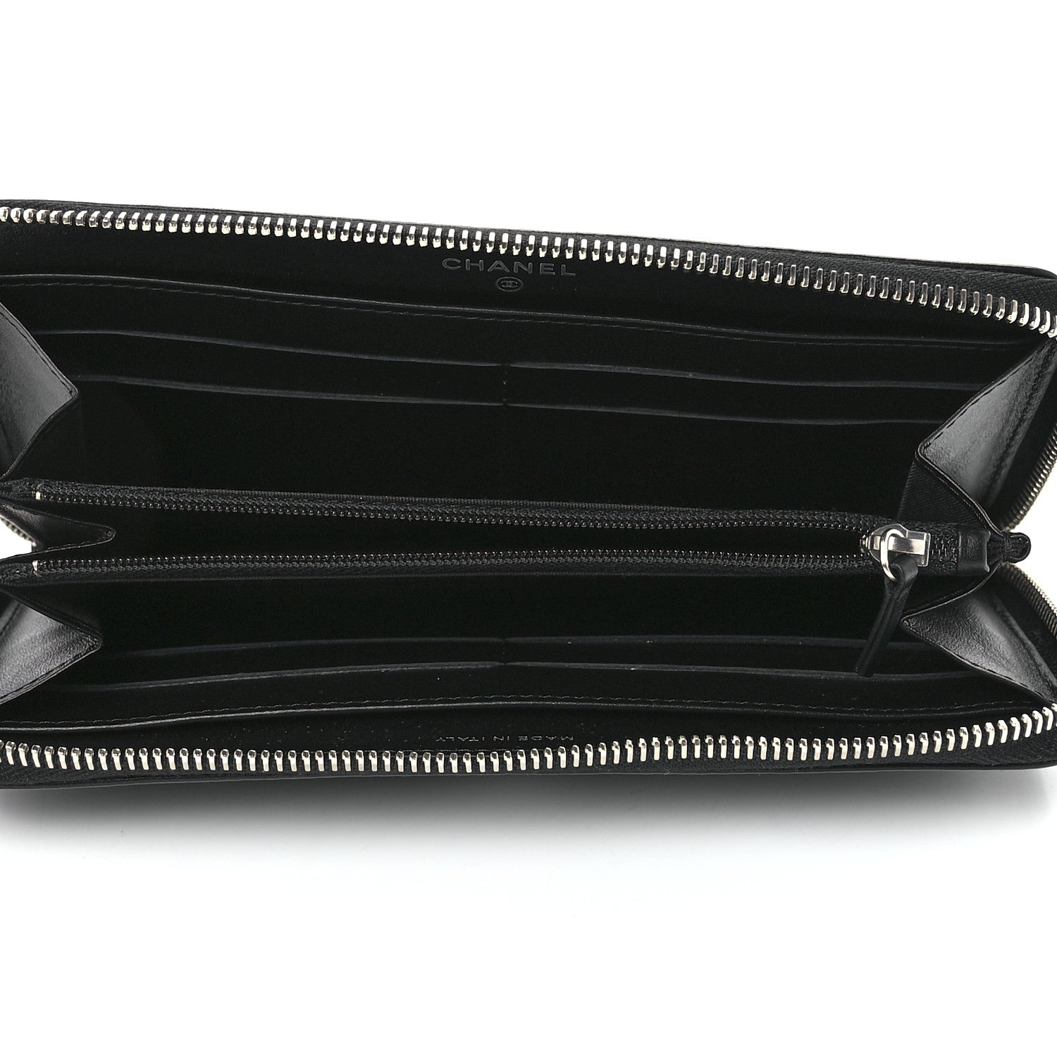Chanel Lambskin Camellia Embossed Large Zip Around Gusset Wallet Black 4 of 11