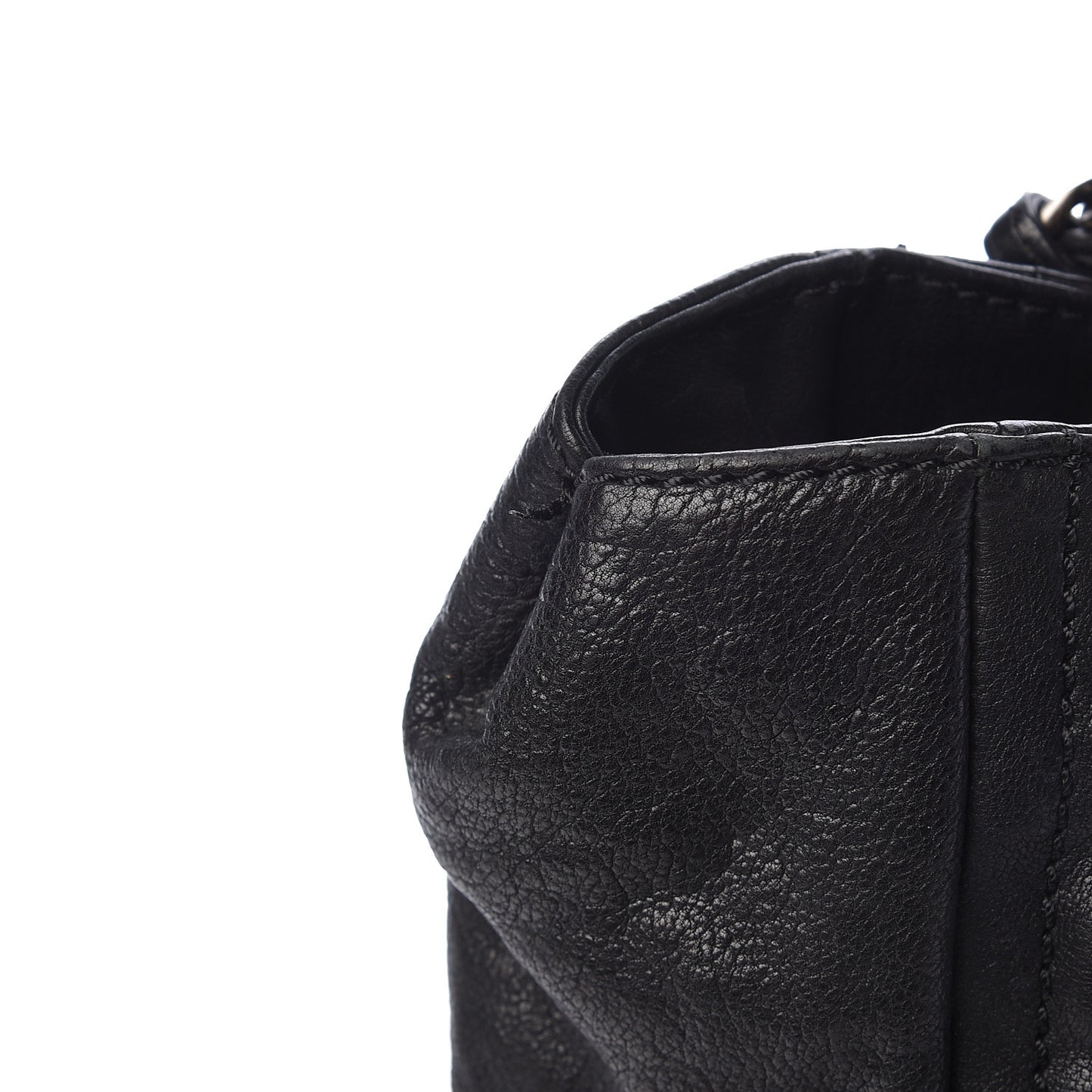 Glazed Calfskin Modern Chain Tote Black