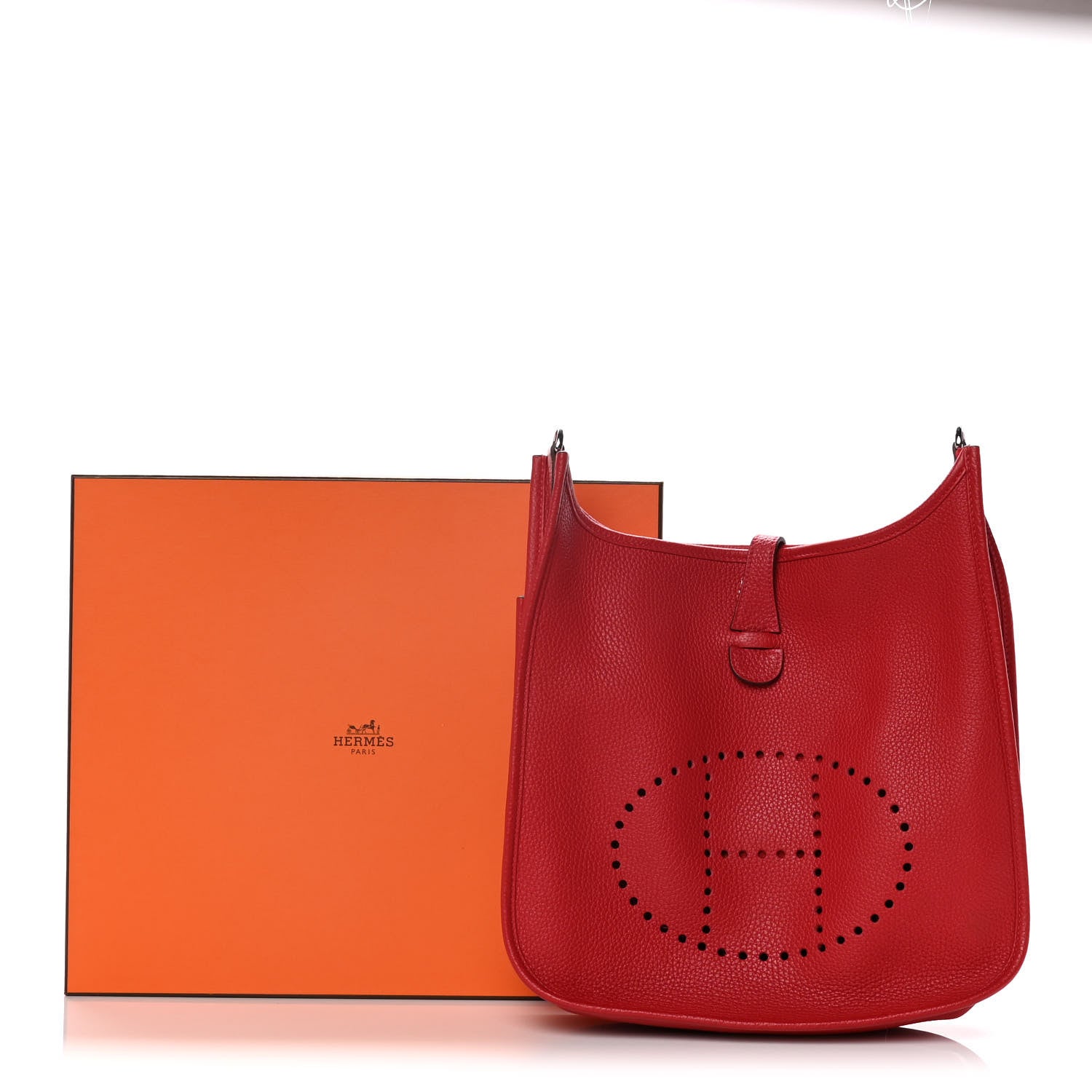 Hermes Taurillon Clemence Evelyne III PM Rouge Casaque 10 of 10