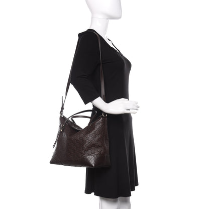 Gucci Guccissima Medium Bree Foldover Tote Chocolate 2 of 14