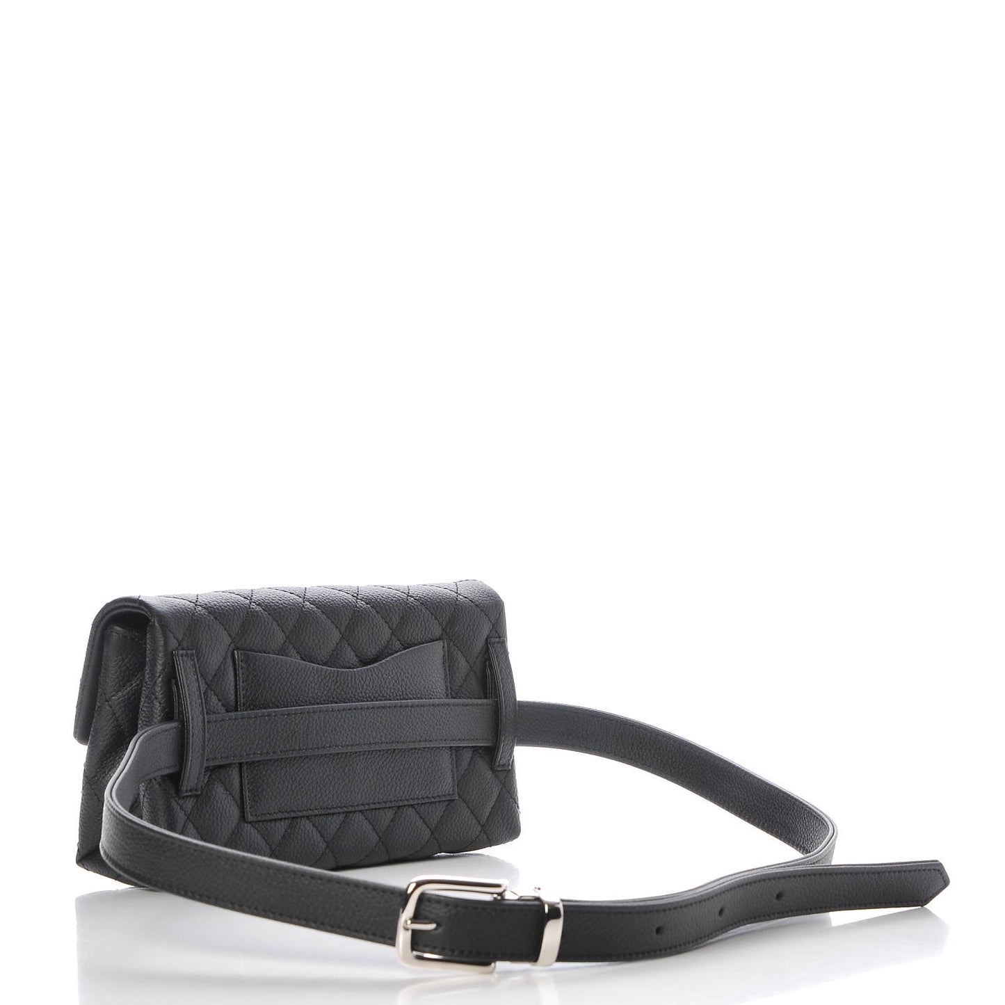 Grained Calfskin Quilted 2.55 Reissue Flap Belt Bag Clutch Black